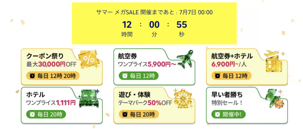 サマーメガセールで配布されるクーポン